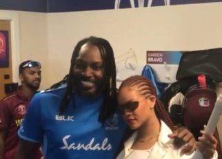 Rihanna cheers Windies in match against Lanka, meets Chris Gayle