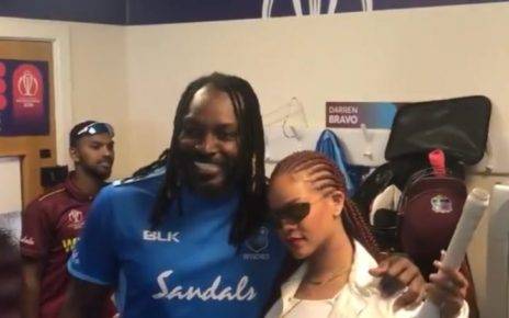 Rihanna cheers Windies in match against Lanka, meets Chris Gayle