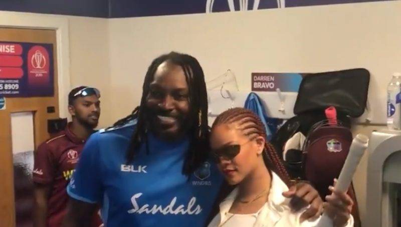 Rihanna cheers Windies in match against Lanka, meets Chris Gayle