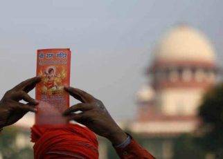 Supporter of Ram Mandir at the Supreme Court in New Delhi