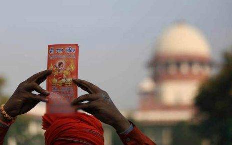 Supporter of Ram Mandir at the Supreme Court in New Delhi