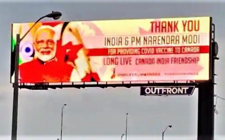 PM narendra modi billboards in canda for providing covid-19 vaccine